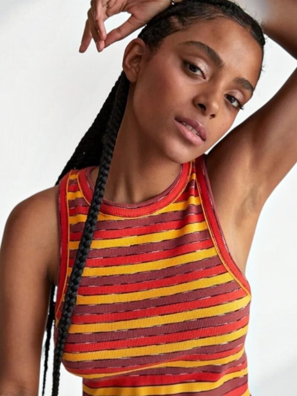 Anthropologie ribber racer doodle paintbrush striped fairy boho racer tank XS